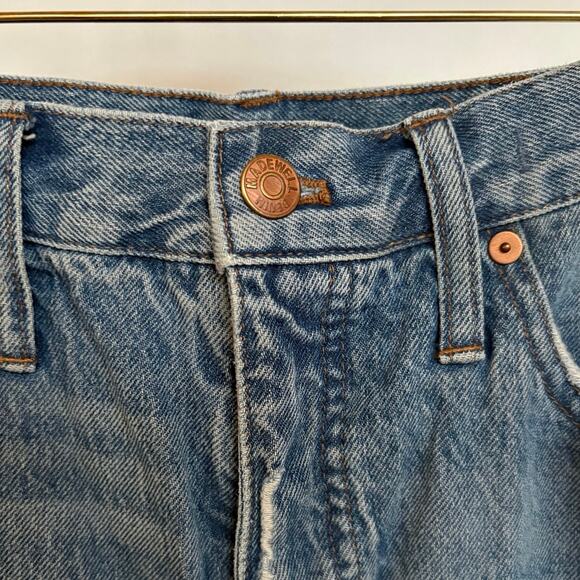 EUC Madewell Classic Straight Jeans Medium Wash Distressed Raw Hem Size 30 - Picture 7 of 7